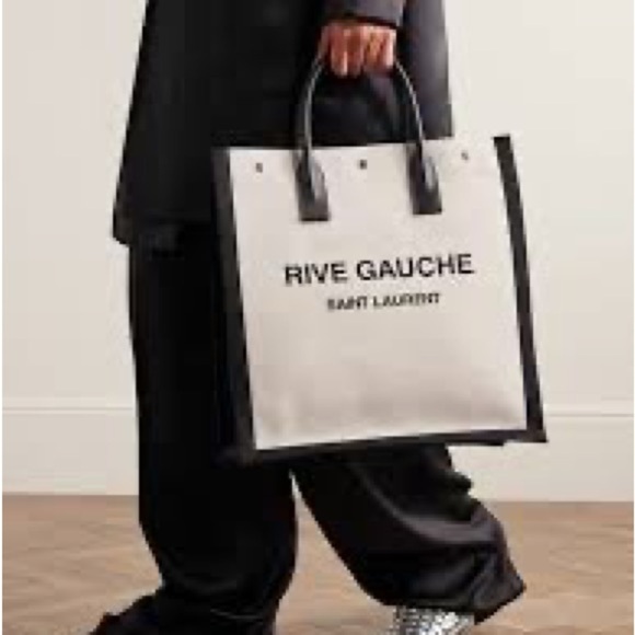 NWT Unisex Saint Laurent Rive Gauche Black and White Tote Bag - Picture 1 of 11